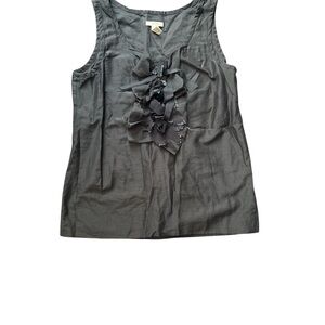 J.CREW Women's Sleeveless Top with Ruffle Detail - Black